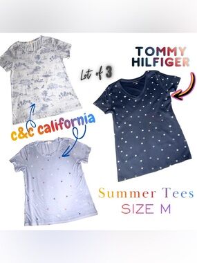 Bundle of 3 Women’s Size M Summer Tees Tommy Hilfiger C&C California